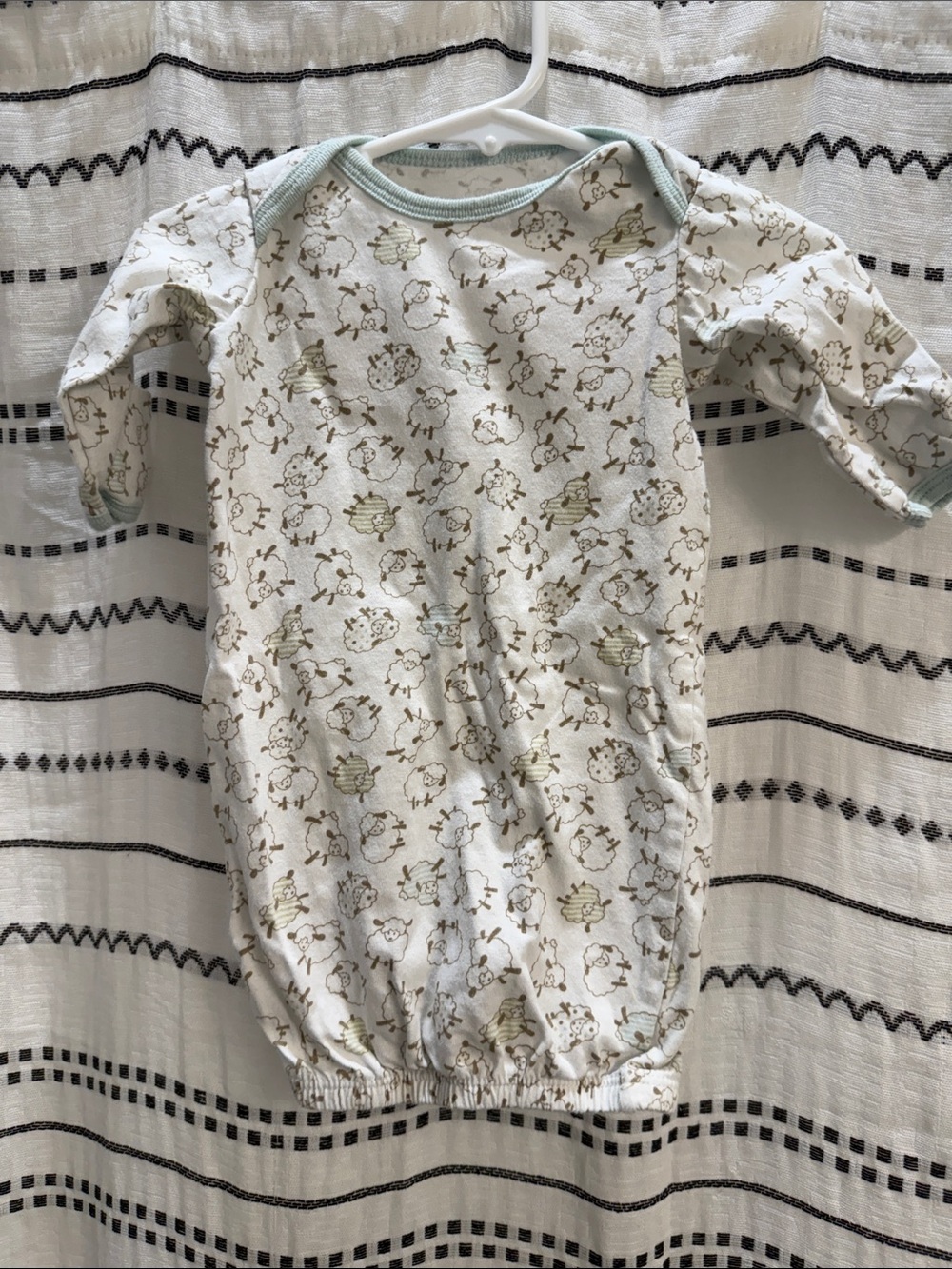 Circo White and Light Green Sheep Print Infant Sleep Gown